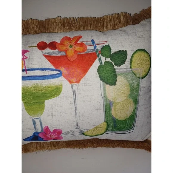 Tommy Bahama Indoor Outdoor Pillow Tropical Drink"Why Limit Happy To An Hour"NWT - Picture 11 of 11
